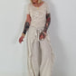 Weite Hose mit Bindevolant - beige
