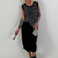Ripp Top mit Glitzer Leo - schwarz