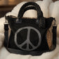 Stylish Canvas Bag with Genuine Leather Details Peace - black-silver-leopard chocolate