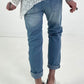 Jeans met veel details - lichtblauw - gebruikt