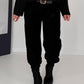 Cordhose mit Gürtel - schwarz