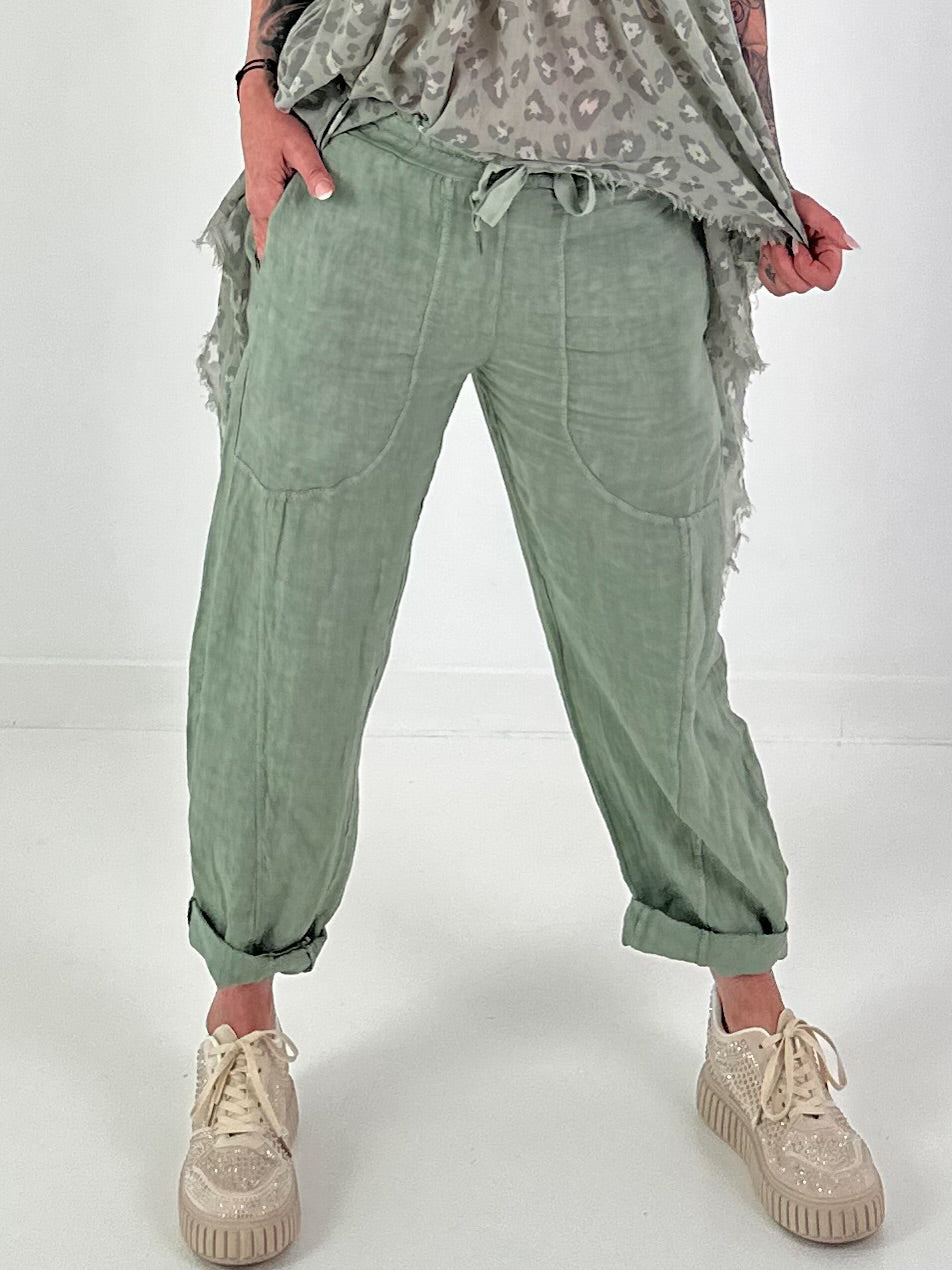 Linen trousers - khaki