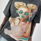 T-Shirt mit Pailletten Motiv - grau