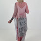 Long dress with print motif and side pockets - grey-multicoloured