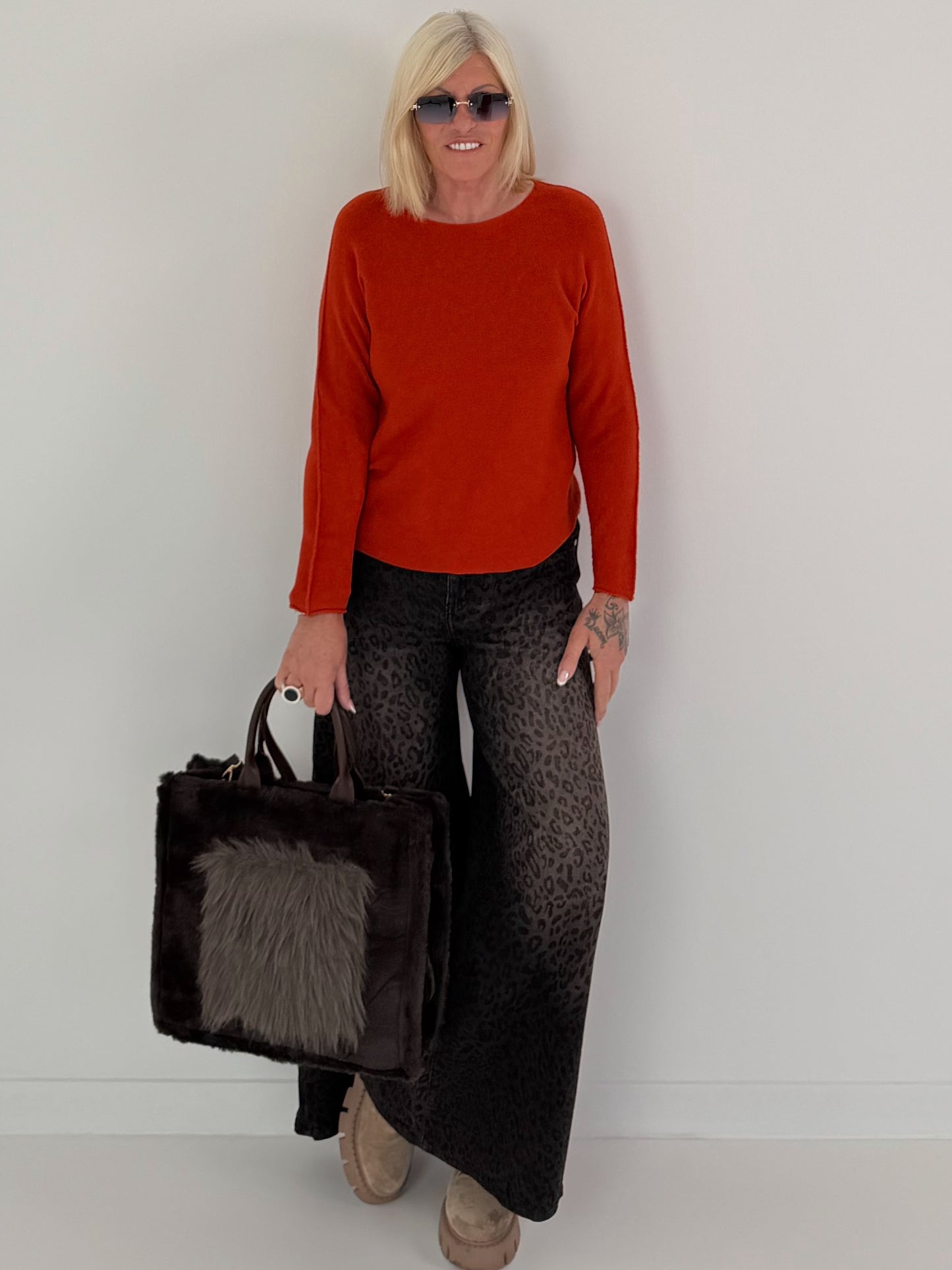 Weicher Basic Pullover - rost