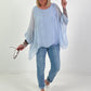 Silk Tunic with Integrated Under Top - Light Blue