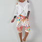 Short baggy shorts with overlap - beige