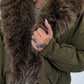 Jacke mit kuscheligem Fellkragen - oliv
