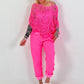 Boyfriend Hose mit Herzknöpfen - neonpink