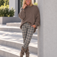 Oversized trui met grofgebreide mouwen - taupe