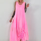 Sommerkleid mit Raff-Detail - neonpink