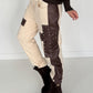 Sweathose im Materialmix - beige-mokka