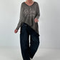 Oversized shirt with leopard print and rhinestone details - mocha