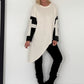 Asymmetrischer Sweater mit Kreuz- und Lederoptik-Details - creme