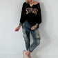 Strick Shirt mit Leo-Print - mokka