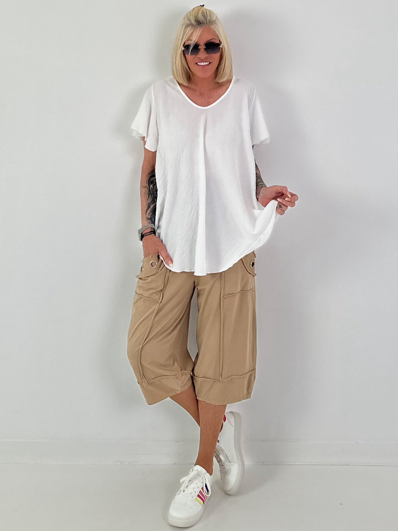 Light structured T-shirt - white