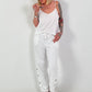 Sweatpants with eyelets - white