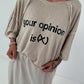 Oversized Strick Shirt mit Statement Print - beige