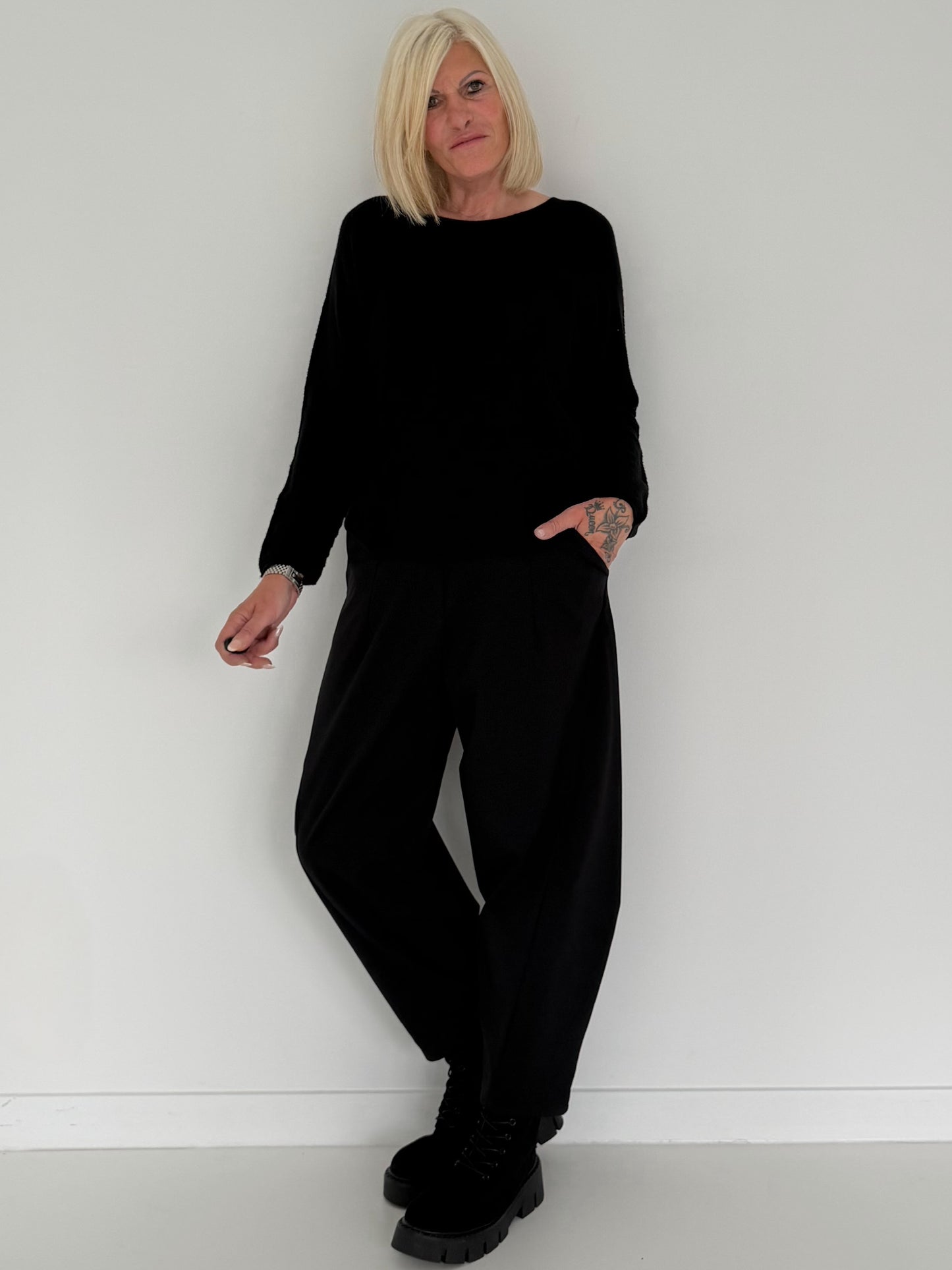 Weicher Basic Pullover - schwarz