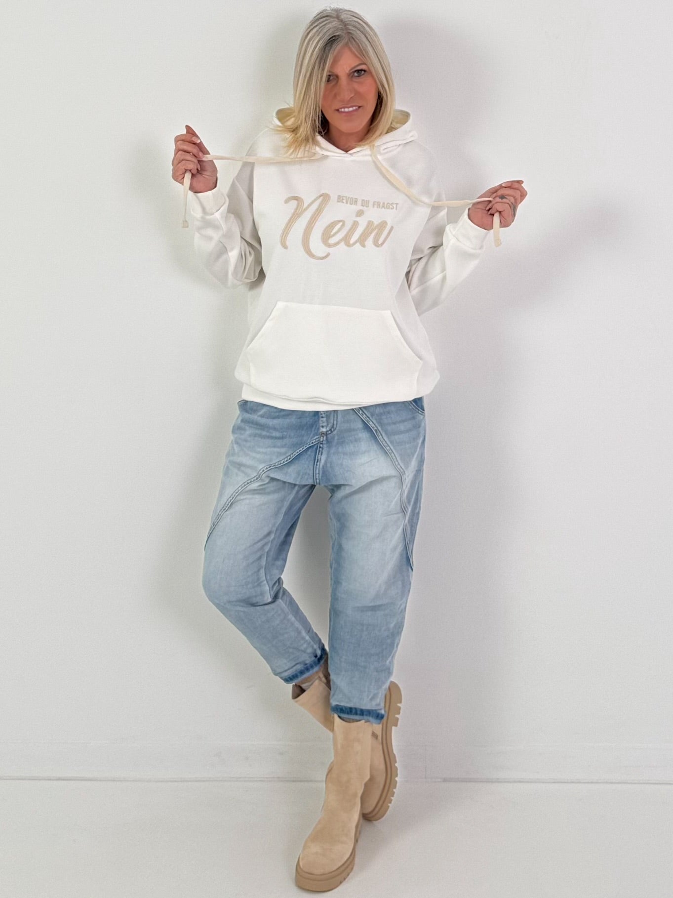 Hoodie Modell "Bevor du fragst...NEIN!" - ecru