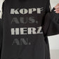 Oversized Hoodie Kopf Aus, Herz An! - schwarz