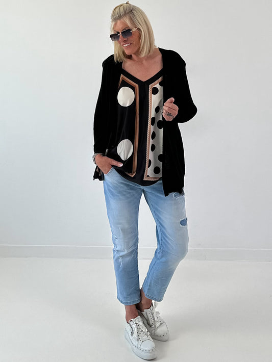 Leichte Strickjacke - schwarz