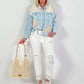 Jeansjacke mit Häkelelementen - denim