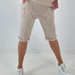 Sweat Short mit Häkelstern und  Nieten - beige