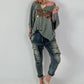 Strick Shirt mit Leo-Print - salbei
