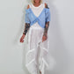 Ribbed top with blouse layering - white-light blue