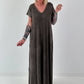 Maxi Kleid mit fransigen Abschlüssen - schoko