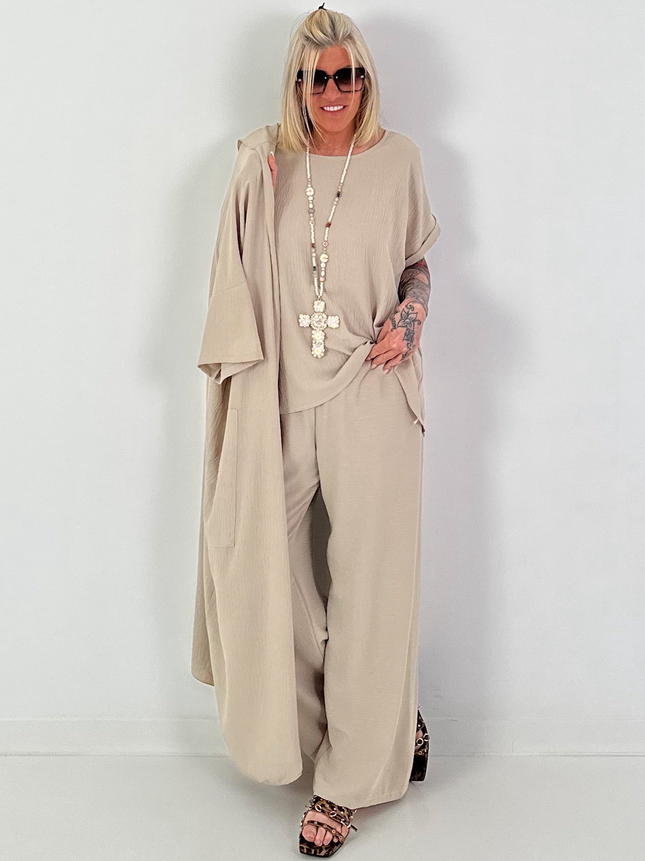 Lightweight long coat - beige