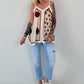 Flowy patterned top - beige - multi-colored