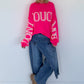 Oversized Strickpullover Dont Touch Me - neonpink-weiss