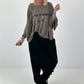Oversized Strick Shirt mit Statement Print - taupe