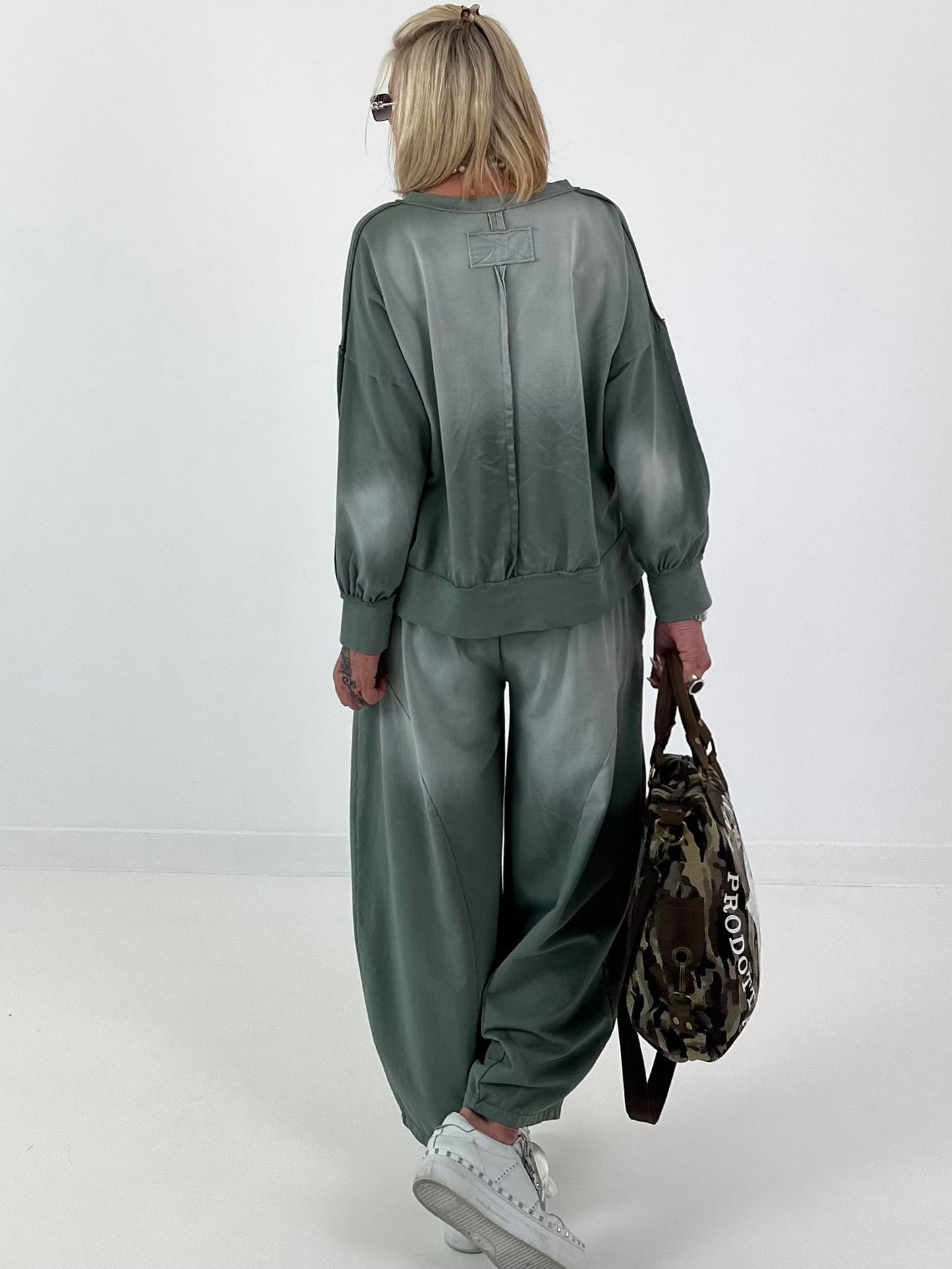 Casual sweatshirt in used look - kaki