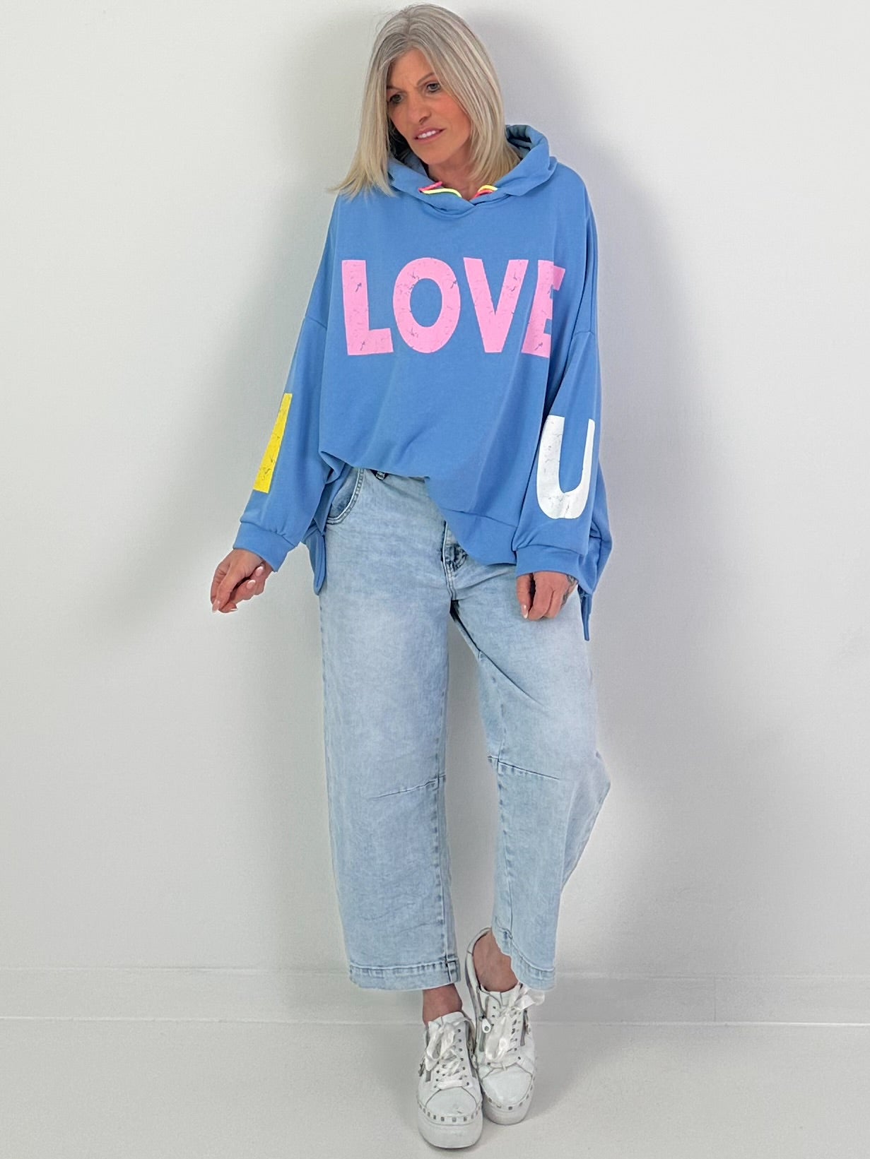 Oversized Hoodie Love - blau