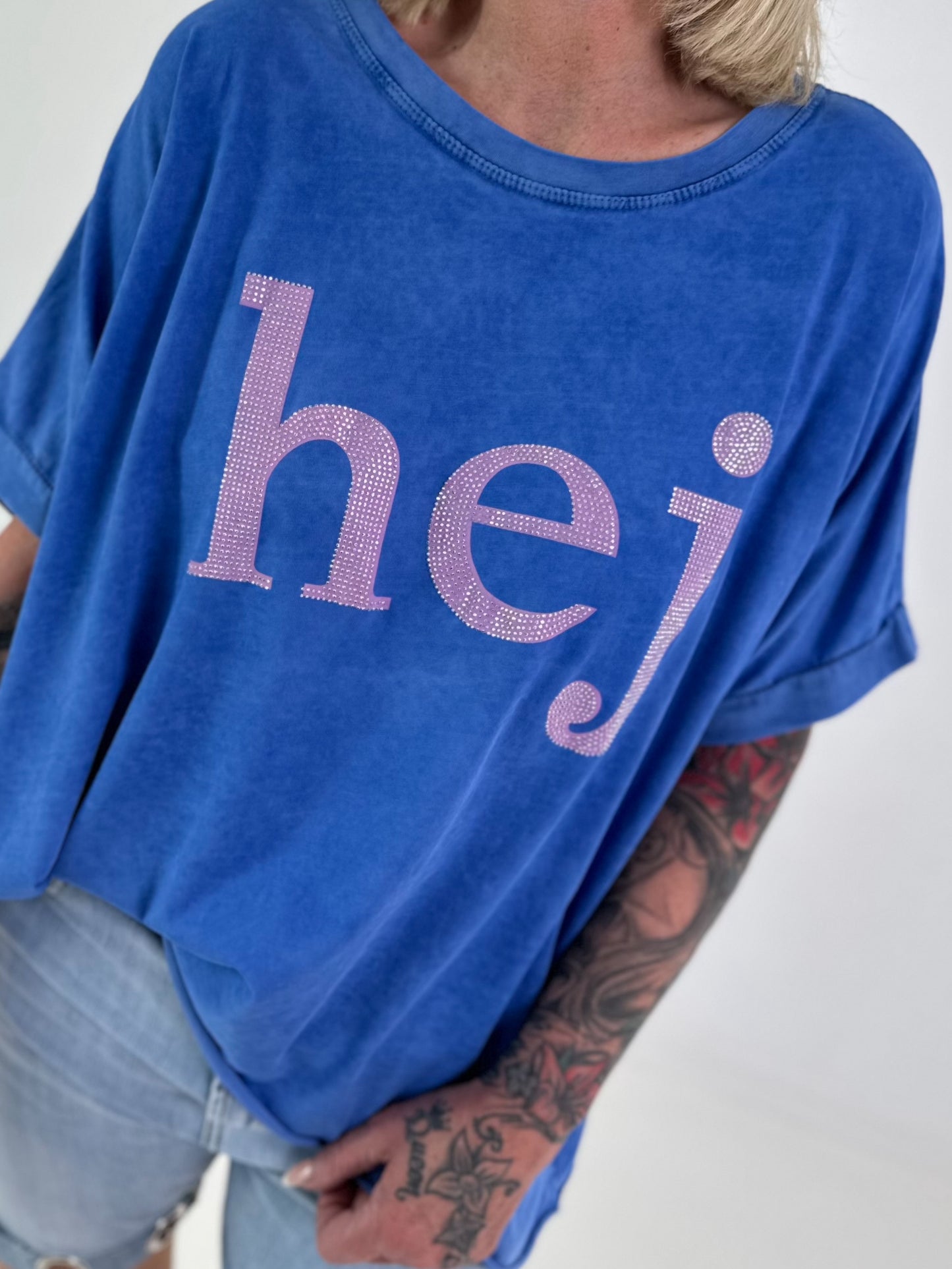 T-Shirt Hej - royalblau