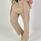 Hose mit breiter Bundfalte - beige