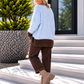 Pullover mit Kontrastsaum - hellblau-mokka