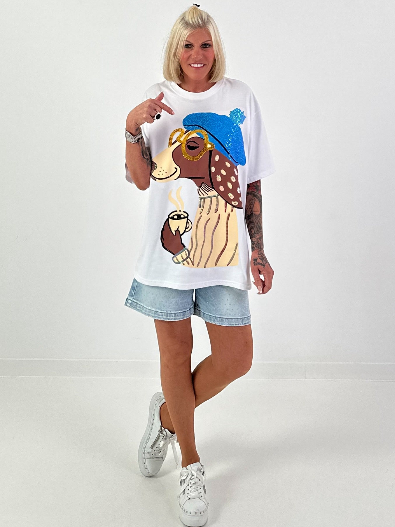 T-shirt with sequin design - white