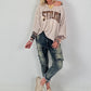 Strick Shirt mit Leo-Print - beige