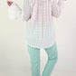 Structured tunic with tie belt and flounce sleeves - white