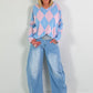 Sweater im Rautenmuster - hellblau-rosa
