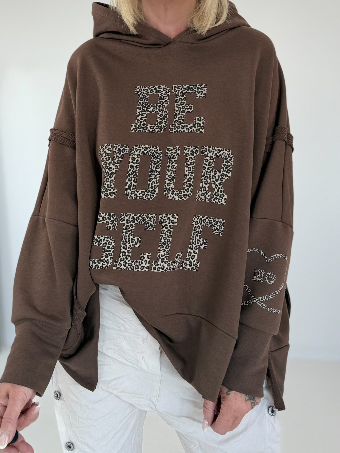 Oversized Hoodie Be Yourself - mokka