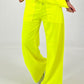 Sweatpants with large side pockets - neon yellow