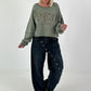 Sweater with reverse seams and print - olive