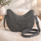 XXL Crossbody Bag in Teddy-Curl-Optik - grau
