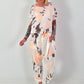 Short linen shirt with batik pattern - white-neon orange-dark brown