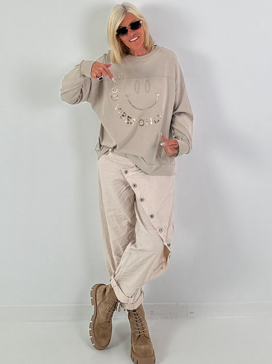 Sweater Good vibes only - beige